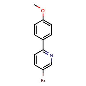 Chemical structure of 5-bromo-2-(4-methoxyphenyl)pyridine , CAS 88345-93-1, AChemBlock Q68719