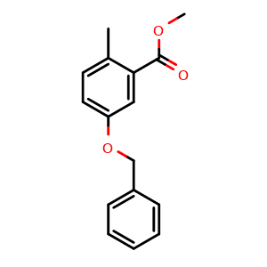 Chemical structure of methyl 5-(benzyloxy)-2-methylbenzoate , CAS 2221812-12-8, AChemBlock Q68721