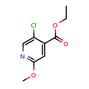Chemical structure of ethyl 5-chloro-2-methoxyisonicotinate , CAS 1214345-87-5, AChemBlock Q68762