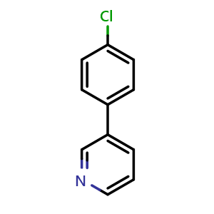 Chemical structure of 3-(4-chlorophenyl)pyridine , CAS 5957-97-1, AChemBlock Q68779