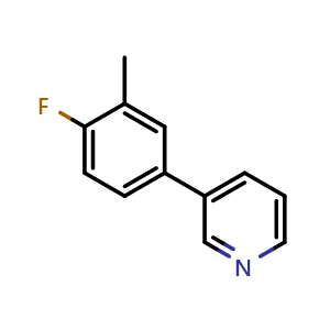 Chemical structure of 3-(4-fluoro-3-methylphenyl)pyridine , CAS 1214328-77-4, AChemBlock Q68780