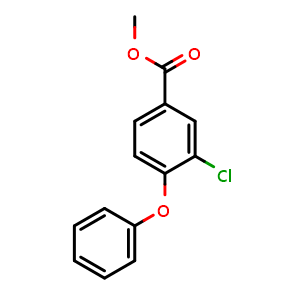 Chemical structure of methyl 3-chloro-4-phenoxybenzoate , CAS 158771-42-7, AChemBlock Q68788