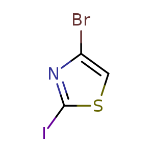Chemical structure of 4-bromo-2-iodothiazole , CAS 108306-56-5, AChemBlock Q68804
