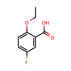 Chemical structure of 2-ethoxy-5-fluorobenzoic acid , CAS 445-93-2, AChemBlock Q68808