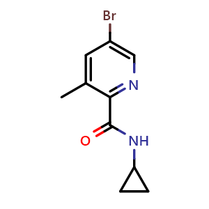 Chemical structure of 5-bromo-N-cyclopropyl-3-methylpicolinamide , CAS 2230481-36-2, AChemBlock Q68811