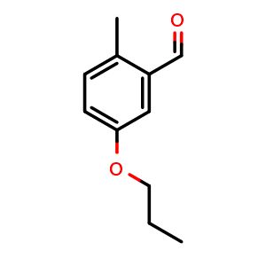 Chemical structure of 2-methyl-5-propoxybenzaldehyde , CAS 2230481-33-9, AChemBlock Q68815