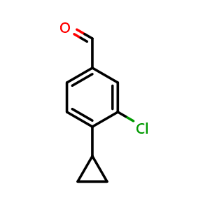 Chemical structure of 3-chloro-4-cyclopropylbenzaldehyde , CAS 1691650-41-5, AChemBlock Q68830