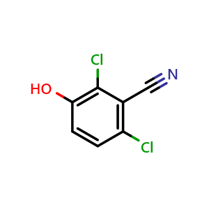 Chemical structure of 2,6-dichloro-3-hydroxybenzonitrile , CAS 3336-34-3, AChemBlock Q68853