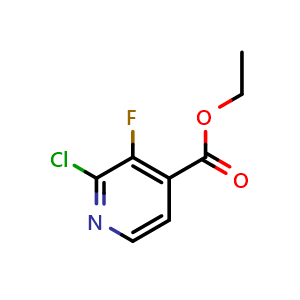 Chemical structure of Ethyl 2-chloro-3-fluoroisonicotinate , CAS 1214351-53-7, AChemBlock Q68854