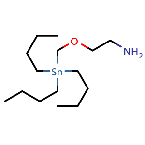 Chemical structure of 2-((tributylstannyl)methoxy)ethan-1-amine , CAS 1557288-04-6, AChemBlock Q68868