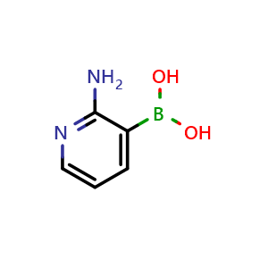 Chemical structure of (2-aminopyridin-3-yl)boronic acid , CAS 1204112-62-8, AChemBlock Q68886