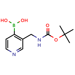 Chemical structure of (3-(((tert-butoxycarbonyl)amino)methyl)pyridin-4-yl)boronic acid , CAS 433969-29-0, AChemBlock Q68888