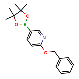 Chemical structure of 2-(benzyloxy)-5-(4,4,5,5-tetramethyl-1,3,2-dioxaborolan-2-yl)pyridine , CAS 832735-54-3, AChemBlock Q68893