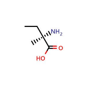 Chemical structure of (R)-2-amino-2-methylbutanoic acid , CAS 3059-97-0, AChemBlock Q68927