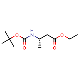 Chemical structure of ethyl (S)-3-((tert-butoxycarbonyl)amino)butanoate , CAS 166194-56-5, AChemBlock Q68954