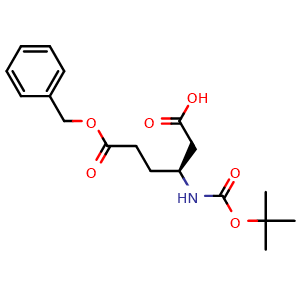 Chemical structure of (S)-6-(benzyloxy)-3-((tert-butoxycarbonyl)amino)-6-oxohexanoic acid , CAS 218943-30-7, AChemBlock Q68965