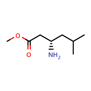 Chemical structure of methyl (S)-3-amino-5-methylhexanoate , CAS 181075-66-1, AChemBlock Q68971