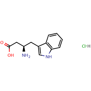 Chemical structure of (R)-3-amino-4-(1H-indol-3-yl)butanoic acid hydrochloride , CAS 477250-51-4, AChemBlock Q69007