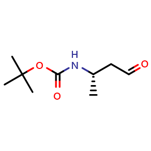 Chemical structure of tert-butyl (S)-(4-oxobutan-2-yl)carbamate , CAS 118173-26-5, AChemBlock Q69021