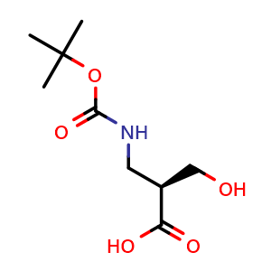 Chemical structure of (S)-3-((tert-butoxycarbonyl)amino)-2-(hydroxymethyl)propanoic acid , CAS 1217757-67-9, AChemBlock Q69032
