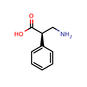 Chemical structure of (R)-3-amino-2-phenylpropanoic acid , CAS 1008-63-5, AChemBlock Q69051