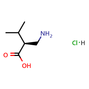 Chemical structure of (S)-2-(aminomethyl)-3-methylbutanoic acid hydrochloride , CAS 925704-47-8, AChemBlock Q69069