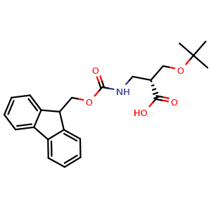 Chemical structure of (R)-3-((((9H-fluoren-9-yl)methoxy)carbonyl)amino)-2-(tert-butoxymethyl)propanoic acid , CAS 847153-42-8, AChemBlock Q69076