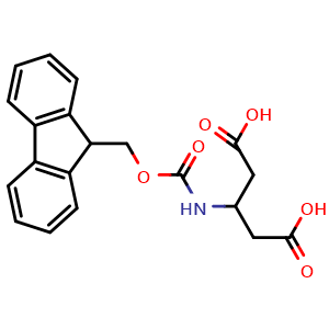 Chemical structure of 3-((((9H-fluoren-9-yl)methoxy)carbonyl)amino)pentanedioic acid , CAS 247217-28-3, AChemBlock Q69102