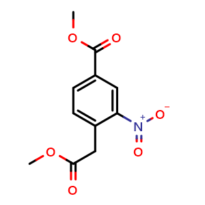 Chemical structure of methyl 4-(2-methoxy-2-oxoethyl)-3-nitrobenzoate , CAS 334952-07-7, AChemBlock Q69148