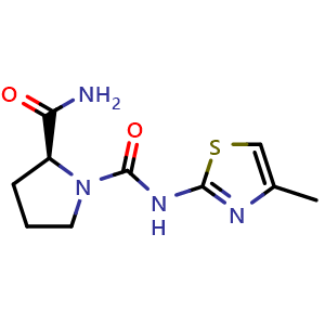 Chemical structure of (S)-N1-(4-methylthiazol-2-yl)pyrrolidine-1,2-dicarboxamide , CAS 1217486-98-0, AChemBlock Q69161