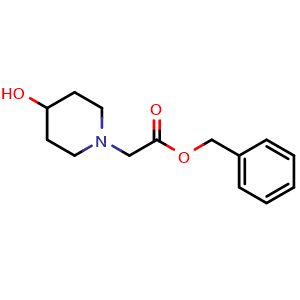 Chemical structure of benzyl 2-(4-hydroxypiperidin-1-yl)acetate , CAS 502650-04-6, AChemBlock Q69163