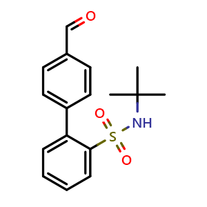 Chemical structure of N-(tert-butyl)-4'-formyl-[1,1'-biphenyl]-2-sulfonamide , CAS 851902-28-8, AChemBlock Q69197