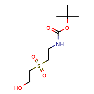 Chemical structure of tert-butyl (2-((2-hydroxyethyl)sulfonyl)ethyl)carbamate , CAS 142604-13-5, AChemBlock Q69234