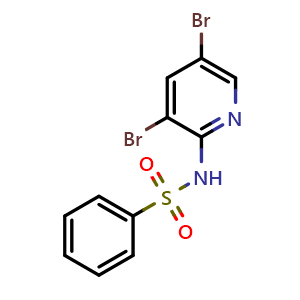 Chemical structure of N-(3,5-dibromopyridin-2-yl)benzenesulfonamide , CAS 1111637-62-7, AChemBlock Q69242