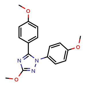 Chemical structure of 3-methoxy-1,5-bis(4-methoxyphenyl)-1H-1,2,4-triazole , CAS 524699-72-7, AChemBlock Q69277