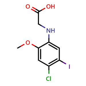 Chemical structure of (4-chloro-5-iodo-2-methoxyphenyl)glycine , CAS 1508278-51-0, AChemBlock Q69285