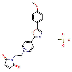 Chemical structure of 1-(2-(2,5-dioxo-2,5-dihydro-1H-pyrrol-1-yl)ethyl)-4-(5-(4-methoxyphenyl)oxazol-2-yl)pyridin-1-ium methanesulfonate , CAS 155862-97-8, AChemBlock Q69296
