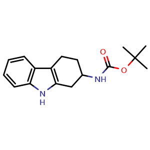 Chemical structure of tert-butyl (2,3,4,9-tetrahydro-1H-carbazol-2-yl)carbamate , CAS 1936040-90-2, AChemBlock Q69304
