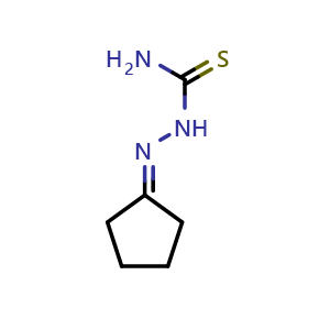 Chemical structure of 2-cyclopentylidenehydrazine-1-carbothioamide , CAS 7283-39-8, AChemBlock Q69316