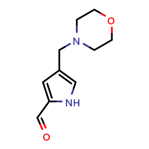 Chemical structure of 4-(morpholinomethyl)-1H-pyrrole-2-carbaldehyde , CAS 1265964-87-1, AChemBlock Q69324