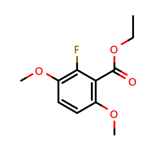 Chemical structure of ethyl 2-fluoro-3,6-dimethoxybenzoate , CAS 1352306-33-2, AChemBlock Q69338