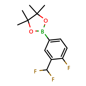 Chemical structure of 2-(3-(difluoromethyl)-4-fluorophenyl)-4,4,5,5-tetramethyl-1,3,2-dioxaborolane , CAS 445303-65-1, AChemBlock Q69357