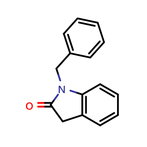 Chemical structure of 1-benzylindolin-2-one , CAS 7135-32-2, AChemBlock Q69382