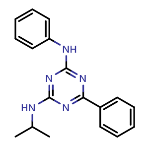 Chemical structure of N2-isopropyl-N4,6-diphenyl-1,3,5-triazine-2,4-diamine , CAS 1446506-78-0, AChemBlock Q69386