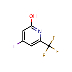 Chemical structure of 4-iodo-6-(trifluoromethyl)pyridin-2-ol , CAS 1227600-97-6, AChemBlock Q69392