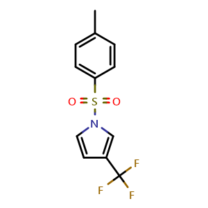 Chemical structure of 1-tosyl-3-(trifluoromethyl)-1H-pyrrole , CAS 945739-26-4, AChemBlock Q69394