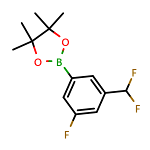 Chemical structure of 2-(3-(difluoromethyl)-5-fluorophenyl)-4,4,5,5-tetramethyl-1,3,2-dioxaborolane , CAS 627526-04-9, AChemBlock Q69425