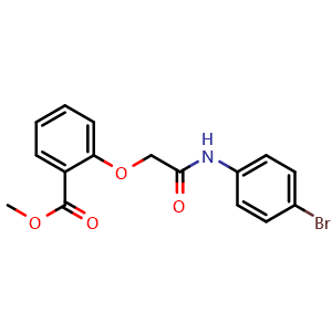 Chemical structure of methyl 2-(2-((4-bromophenyl)amino)-2-oxoethoxy)benzoate , CAS 949969-59-9, AChemBlock Q69429