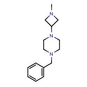 Chemical structure of 1-benzyl-4-(1-methylazetidin-3-yl)piperazine , CAS 864350-85-6, AChemBlock Q69445