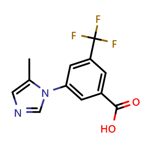 Chemical structure of 3-(5-methyl-1H-imidazol-1-yl)-5-(trifluoromethyl)benzoic acid , CAS 641571-18-8, AChemBlock Q69462